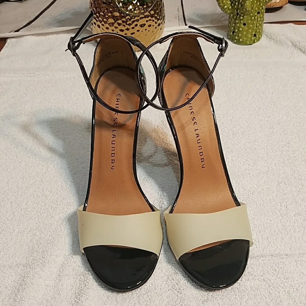 Chinese Laundry Heels Ankle Strap Black Beige‎ Blue Snake Print Pumps